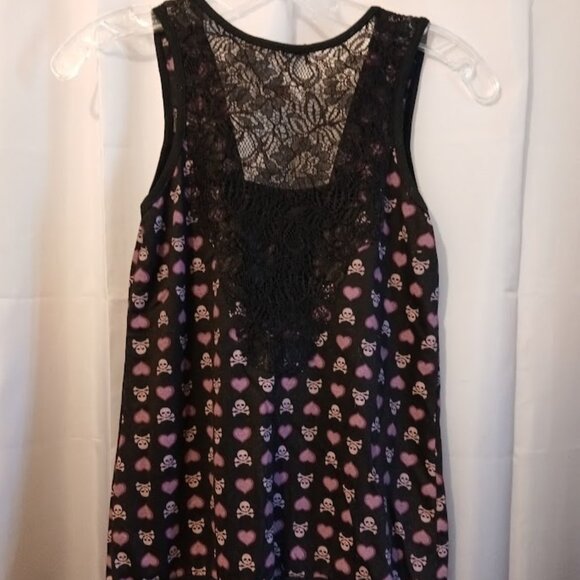 New LIQUID PARTY Halloween Skulls Hearts Gothic Punk Tunic T-shirt Tank Top Smal - Picture 6 of 9